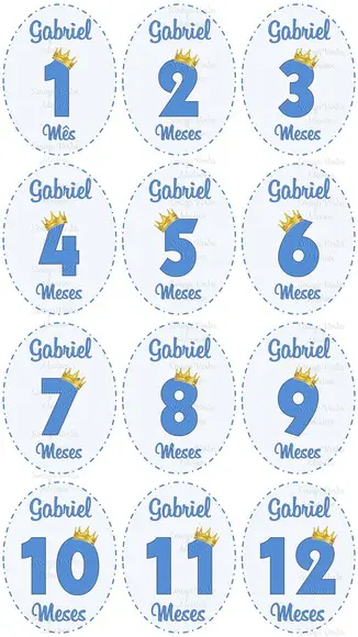 Kit de Adesivo Mêsversário Coroa Principe Nomes
