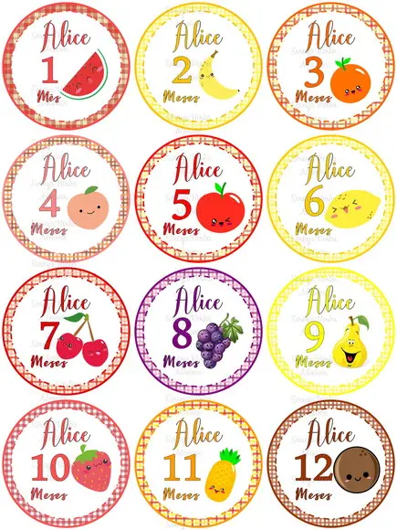 Kit de Adesivo Mêsversário Frutinhas