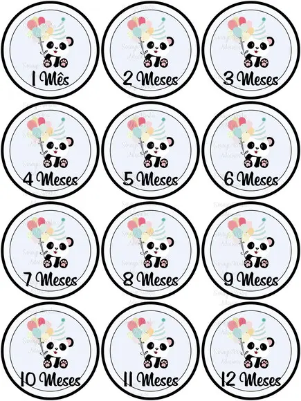 Kit Mêsversario para Body Adesivo Panda sem Nome