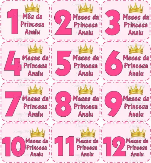 Kit de Adesivo Mêsversário Princesa Nomes