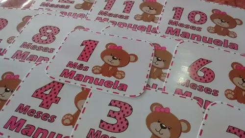 Kit de Adesivo Mêsversário Ursinha com Nome