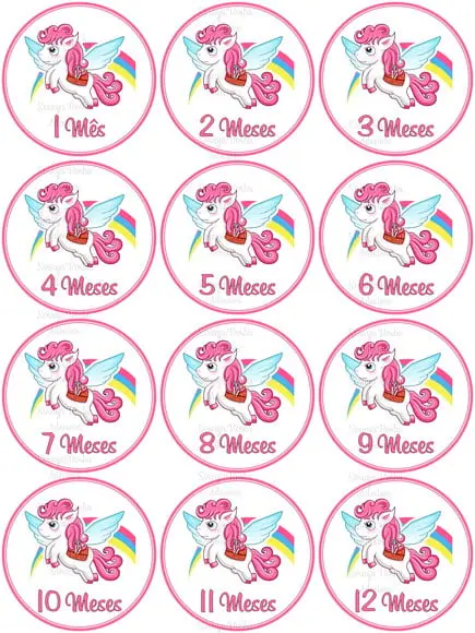 Kit de Adesivo Mêsversario Unicornio