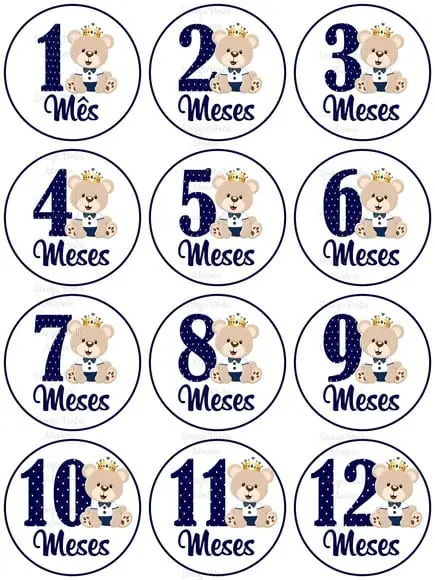 Kit de Adesivo Mêsversário Ursinho Príncipe