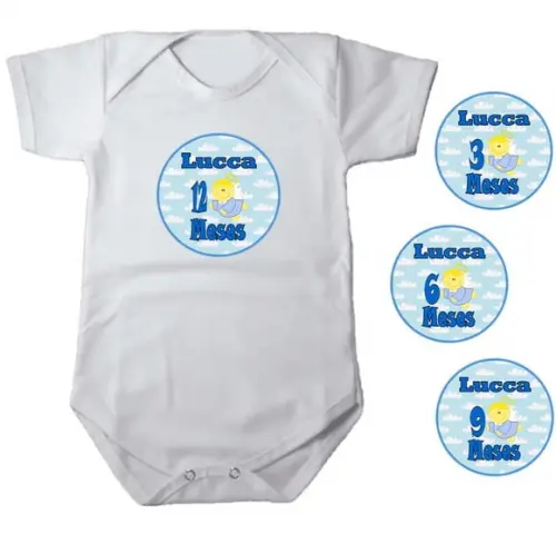 Kit Adesivo Mesversario Anjo Azul com Nome