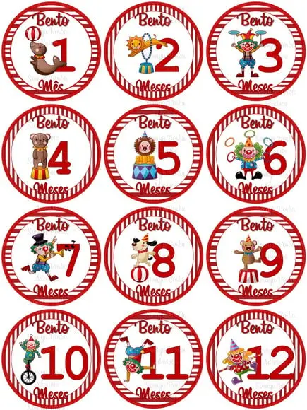 Adesivo Mesversario Tema Circo com nome Personalizado