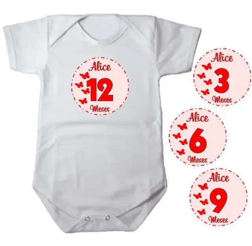 Kit de Adesivo Mesversario Album do Bebê Borboletas