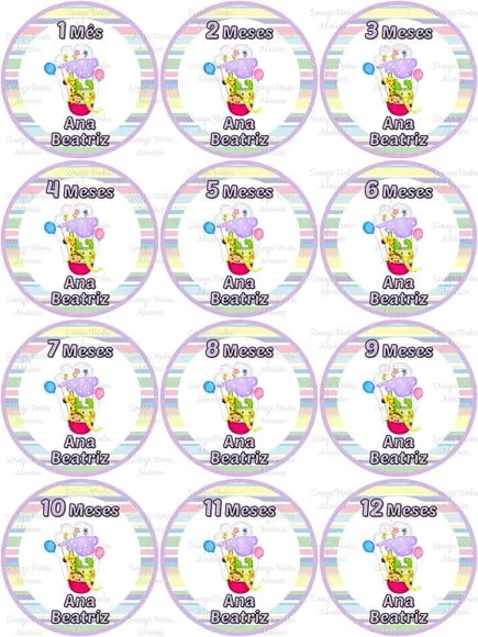 Kit de Adesivo Mesversario Animais Balão