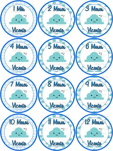 Kit de Adesivo Mêsversário Chuva Menino