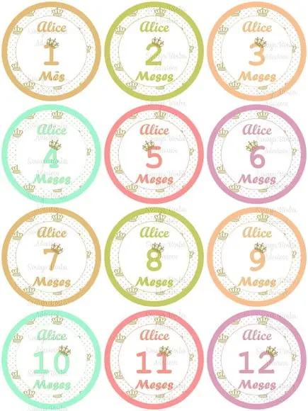 Kit de Adesivo Mesversario Colorido Princesa