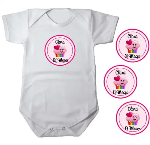 Kit de Adesivo Mêsversário Menina Cupcake