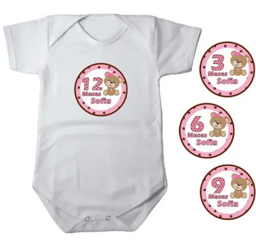 Kit de Adesivo Mêsversário Ursinha com Nome
