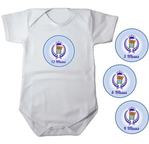 Kit de Adesivo Mêsversário Ursinho Coroa