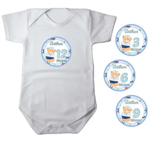 Kit de Adesivo Mêsversário Urso Marinheiro Nomes