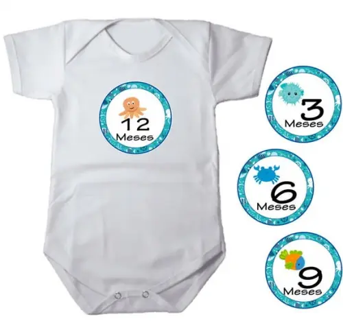 Kit de Adesivo para Body - Mêsversário Fundo do Mar