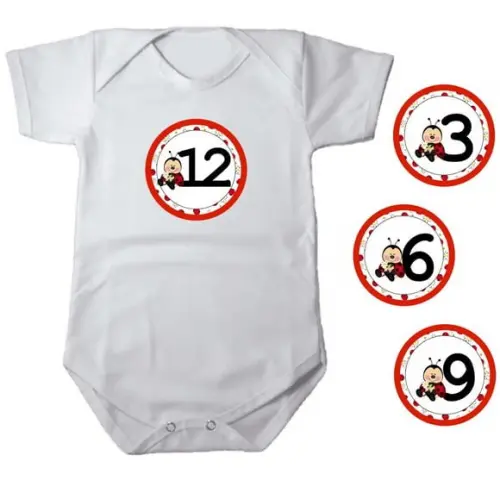 Kit de Adesivo para Body - Mêsversário Joaninha