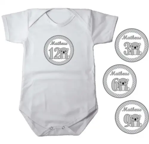 Kit de Adesivo para Body Mêsversário Coala