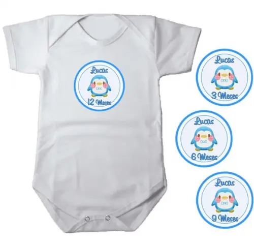 Kit de Adesivo para Body Mêsversário Pinguim