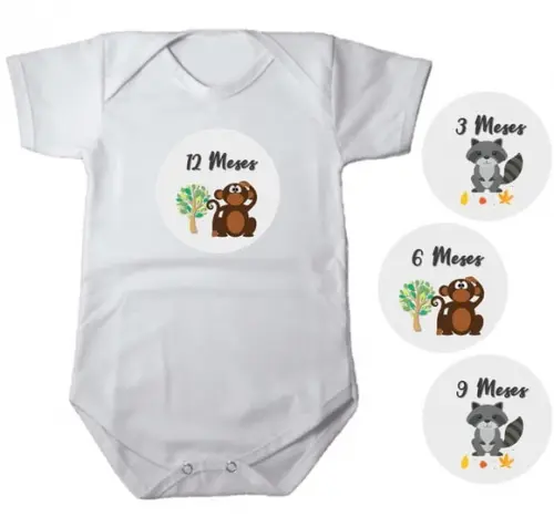 Kit Mêsversario Adesivo para Body Animais da Selva
