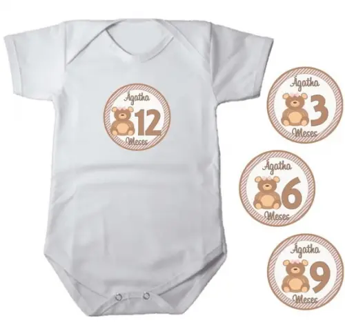 Kit Mêsversário Adesivo Ursinha Laço