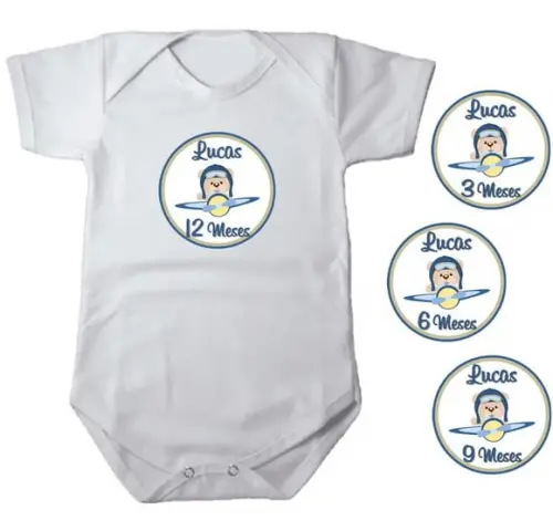 Kit Mesversario Adesivo Ursinho Aviador