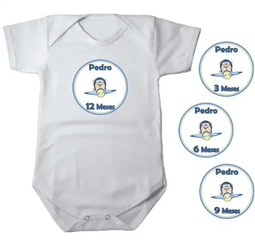 Kit Mesversario Adesivo Ursinho Aviador