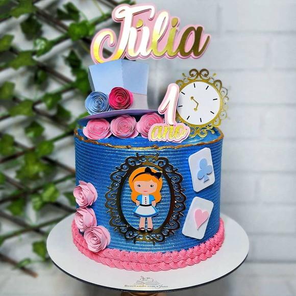 Topo de Bolo Alice no País das Maravilhas
