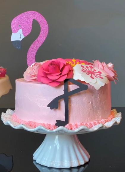 Topo de Bolo Flamingo