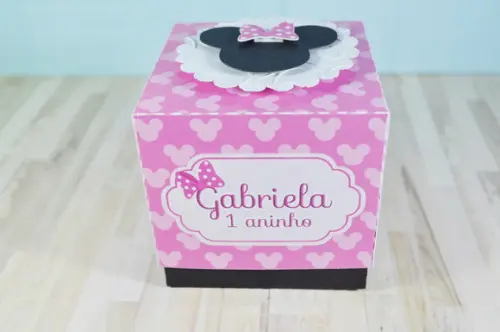 Caixa Lembrancinha Minnie Rosa