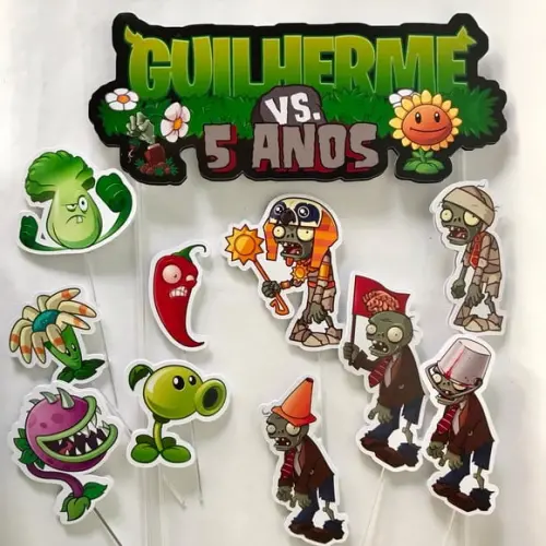 Topo de Bolo Plants Vs Zombies