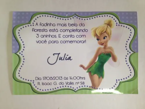 10 Convites Tinkerbell / Sininho