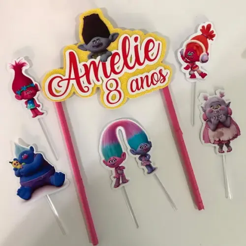 Topo de Bolo Trolls