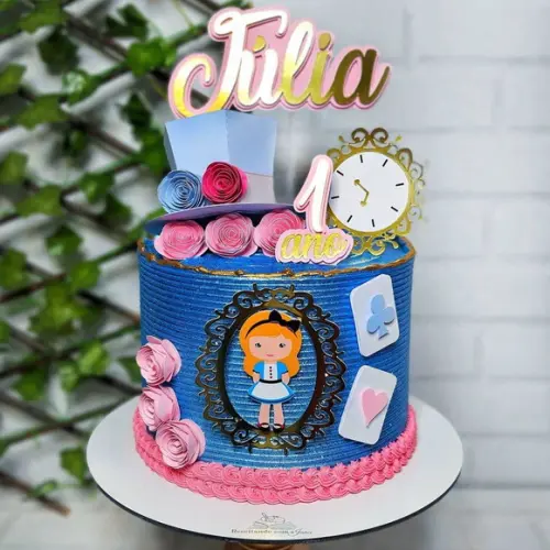 Topo de Bolo Alice no País das Maravilhas