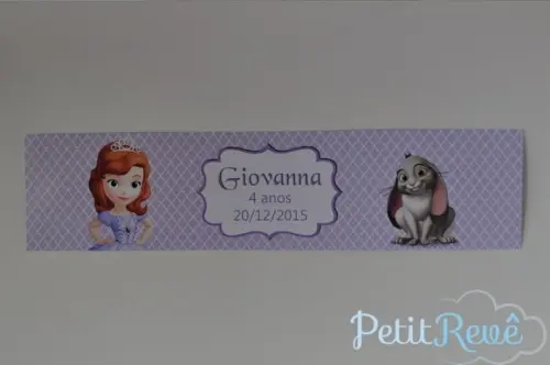Rótulo Água Princesinha Sofia