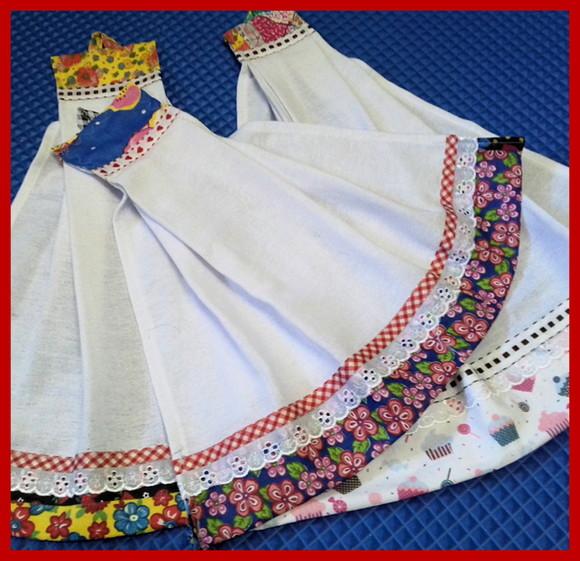 Kit 5 Bate Mão Toalha de Mão Cozinha Barrado Patchwork Sortidos
