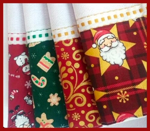 Kit 10 Bate Mão Toalha de Mão Barrado Natal Sortidos