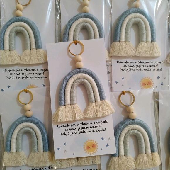 20 Lembrancinhas Maternidade Chaveiro Arco-íris Macrame