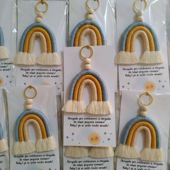 30 Lembrancinhas Maternidade Chaveiro Arco-íris Macrame