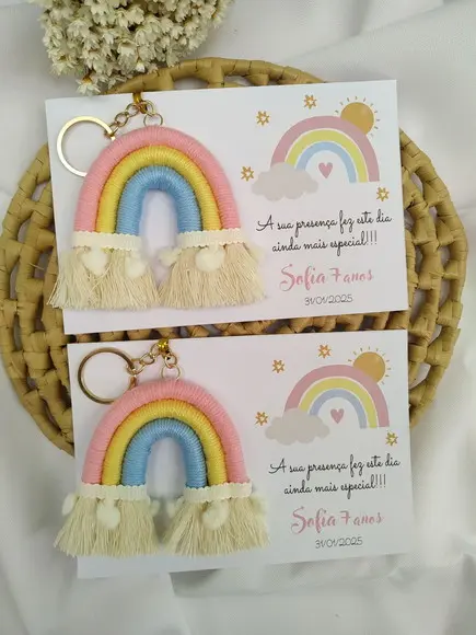 30 Lembrancinhas de Maternidade Chaveiro Mini Arco-íris