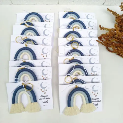 20 Chaveiros Arco Íris Macrame
