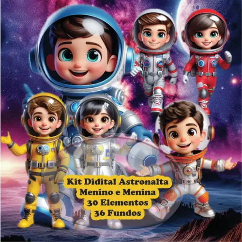 Kit Digital "menino e Menina Astronauta" - Amora Mel Arquivo