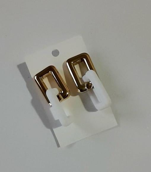 Brinco de Resina Branco/dourado