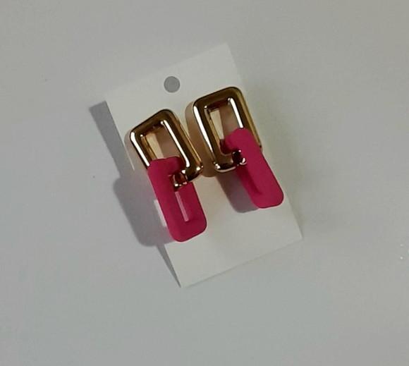 Brinco de Resina Pink/dourado