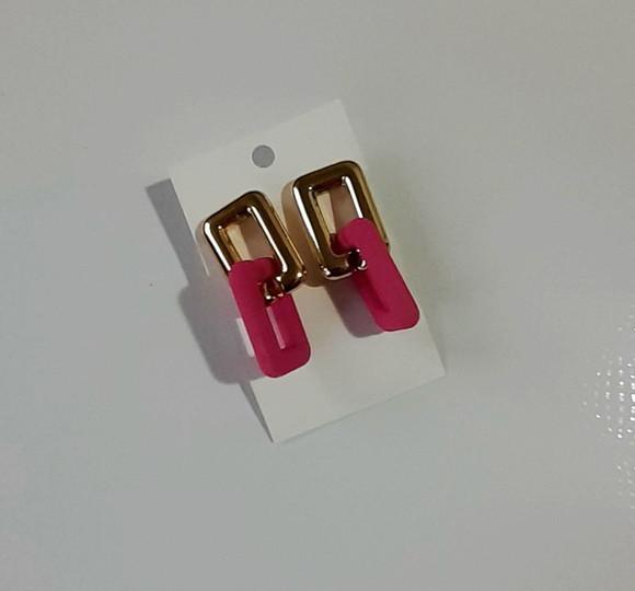 Brinco de Resina Pink/dourado