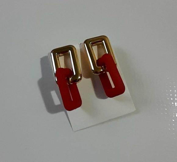 Brinco de Resina Vermelho/dourado