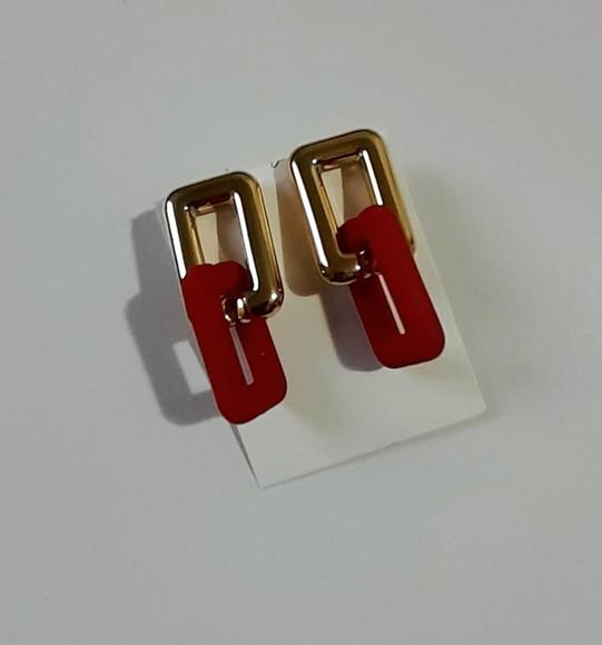Brinco de Resina Vermelho/dourado