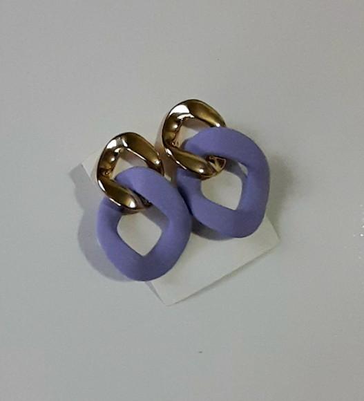 Brinco Elos Resina Lilás/dourado