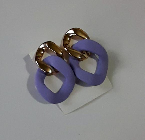 Brinco Elos Resina Lilás/dourado