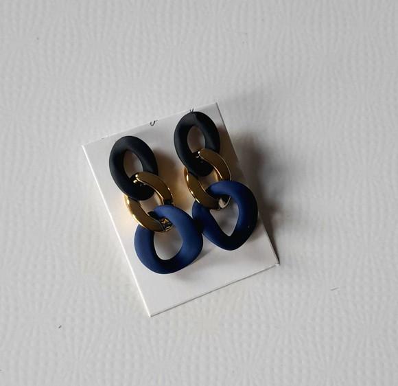 Brinco Elos Dourado, Preto e Azul