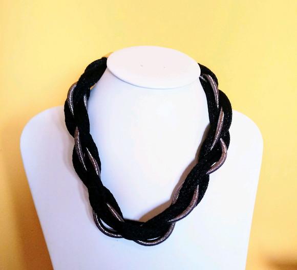 Colar Corda Black/prata