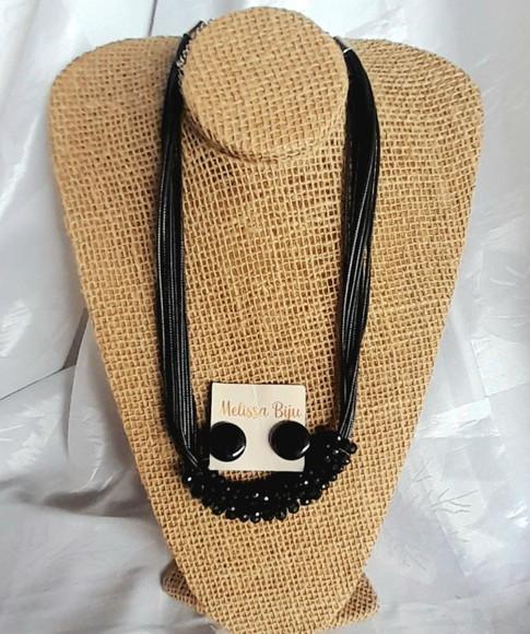 Colar Cristais Black/brincos